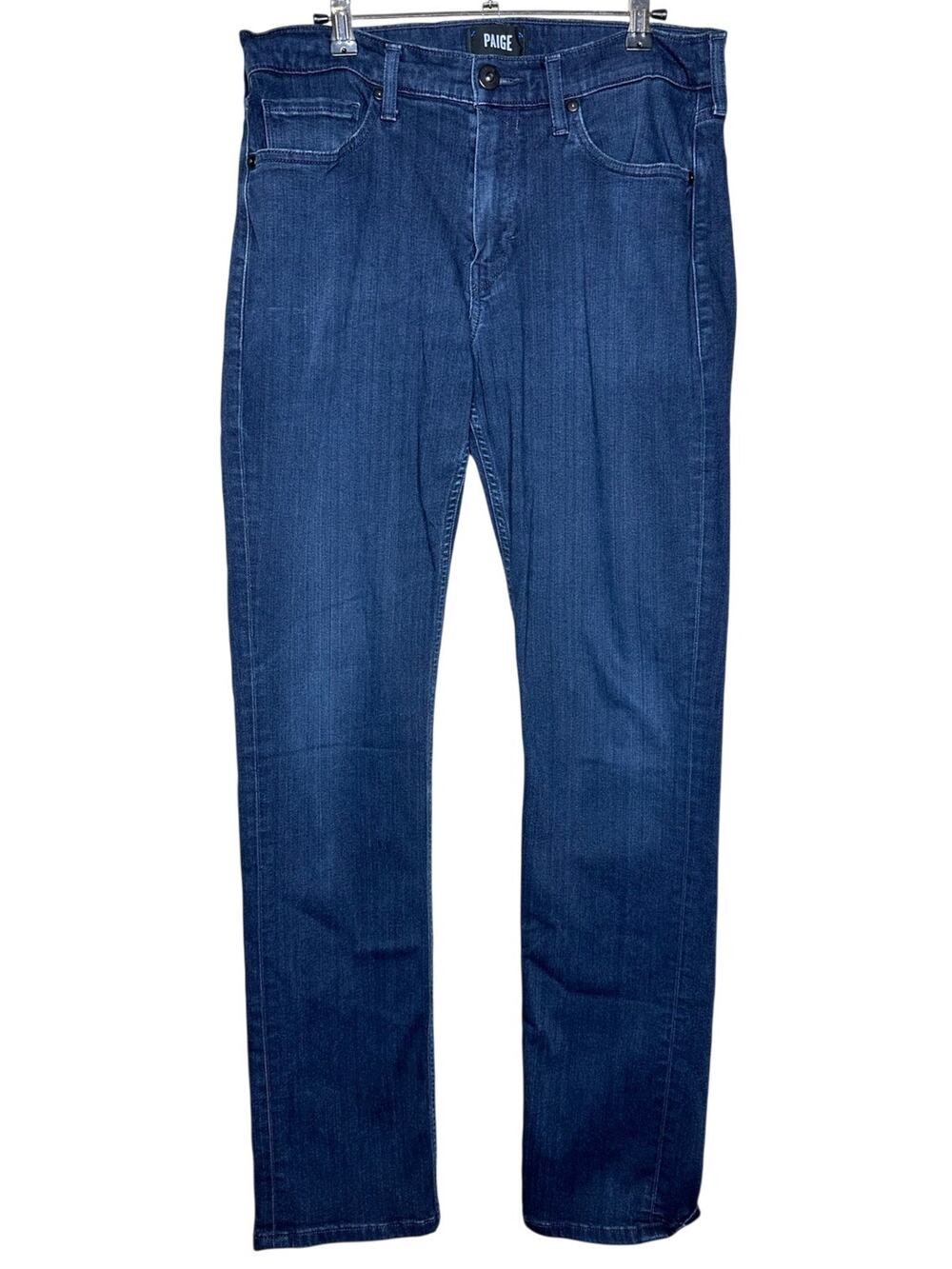 Paige Federal Jeans Slim Straight Inkwell Dark Blue Denim Mens Size 33x32